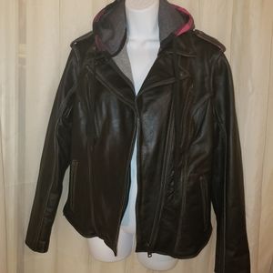 Hot Leather- Leather Motorcycle Bomber Jacket Dual Concealed Pockets Sz M